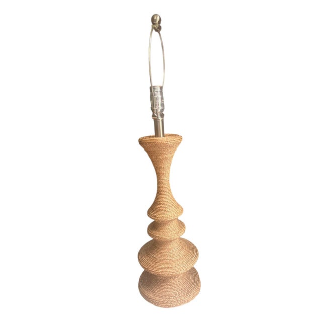 Boho Chic Jute Cord Wrapped Coastal Nautical Table Lamp For Sale - Image 3 of 6