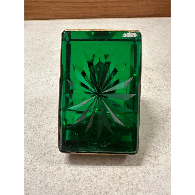 Late 18th Century Antique French Empire Style Emerald Green Glass & Gilt Inkwell For Sale - Image 5 of 10
