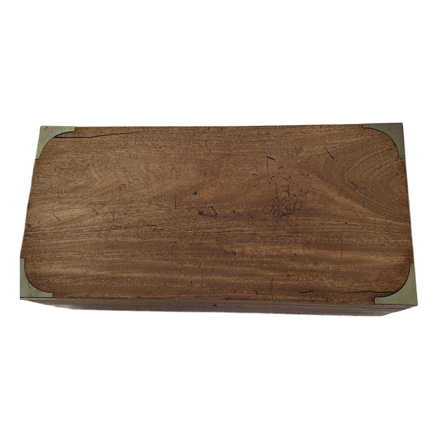 Antique Mahogany Travel Desk C. 1860-1890 With Hidden Compartment and Original Ink Wells For Sale