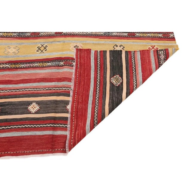 Mid 20th Century Mid 20th Century Striped Vintage Turkish Kilim Rug For Sale - Image 5 of 7