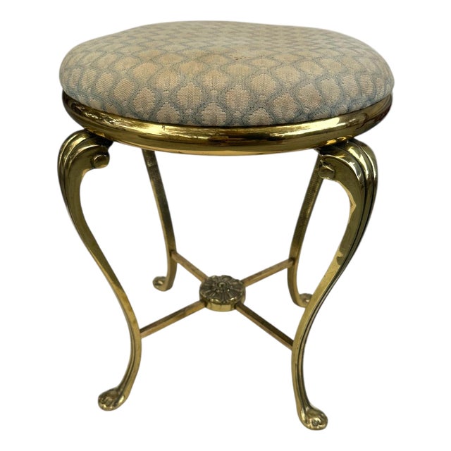 Neoclassical Brass Vanity Seat, Occasional Stool, Footstool. For Sale