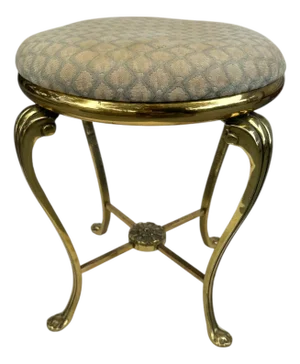 Neoclassical Brass Vanity Seat, Occasional Stool, Footstool.