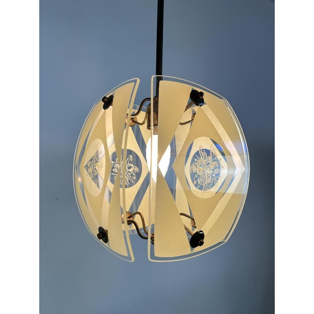 Curved Murano and Brass Murano Glass Chandelier, 1950s For Sale - Image 14 of 16