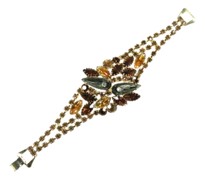 Vintage Citrine Crystal Art Glass Bracelet 1950s