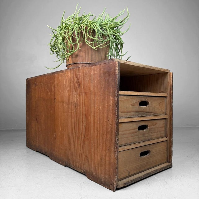 1950s Low Vintage Japanese Wooden hest with Drawers, 1950s For Sale - Image 5 of 12