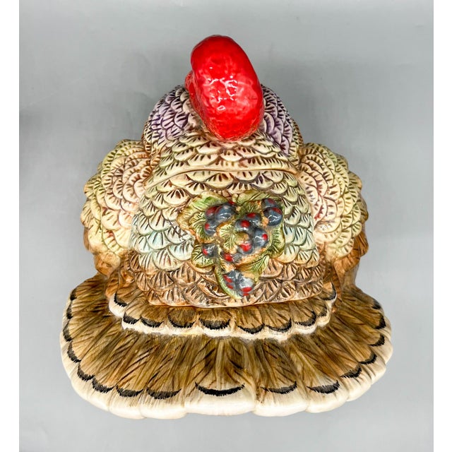 Vintage Ceramic Turkey Cookie Jar With Berry Detail – Thanksgiving / Fall / Country Cottage For Sale - Image 14 of 15