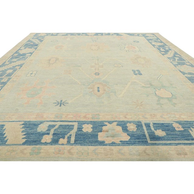 Modern Vintage Style Oushak Rug With Soft Colors - 9'00 X 11'06 For Sale - Image 3 of 9
