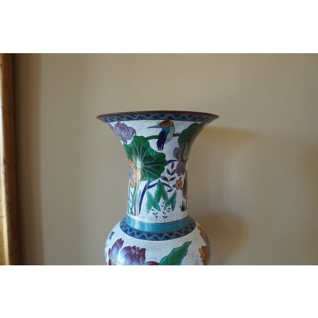 Traditional Vintage Porcelain Flower Tall Vase For Sale - Image 3 of 16