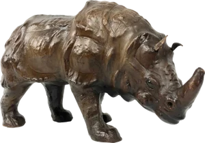 Vintage Leather Rhino Sculpture Figure, 1960s