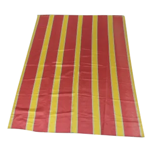 Vintage Red & Yellow Empire Stripes Silk Fabric Panel