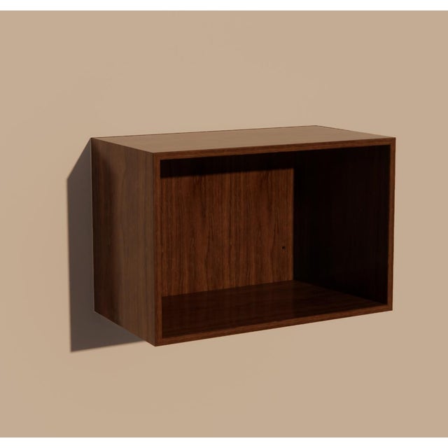 Contemporary Floating Shelves Wall Mounted, Modular Walnut Shelving Unit, Solid Wood Steel Wall Shelf for Home Office For Sale - Image 3 of 18