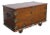 Mid 18th Century Indo-Portuguese Goan Brass Mounted Teak Storage Trunk on Wheels For Sale