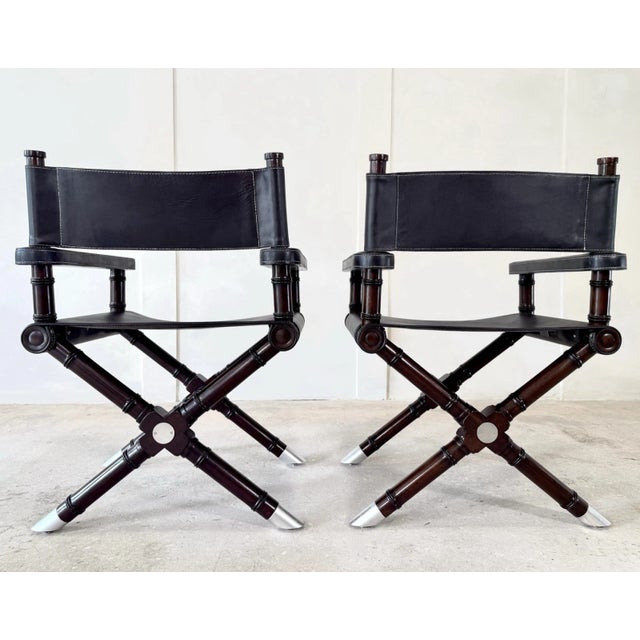 (2) Ralph Lauren Director’s Chairs in Estate Black Leather For Sale - Image 10 of 14
