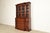 English Baker Furniture Style Georgian Flame Mahogany Breakfront Bookcase Cabinet With Drop Front Secretary Desk For Sale - Image 3 of 16