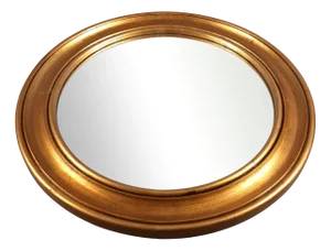 Round Mirror with Golden Wood Frame, 1960s