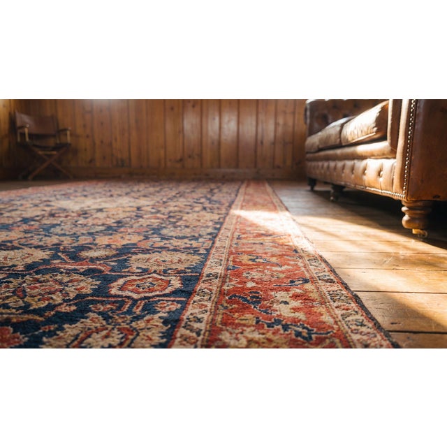 Excellent Navy Blue and Red Color With Florid and Symmetric Design Antique N W Persian Rug For Sale - Image 14 of 15