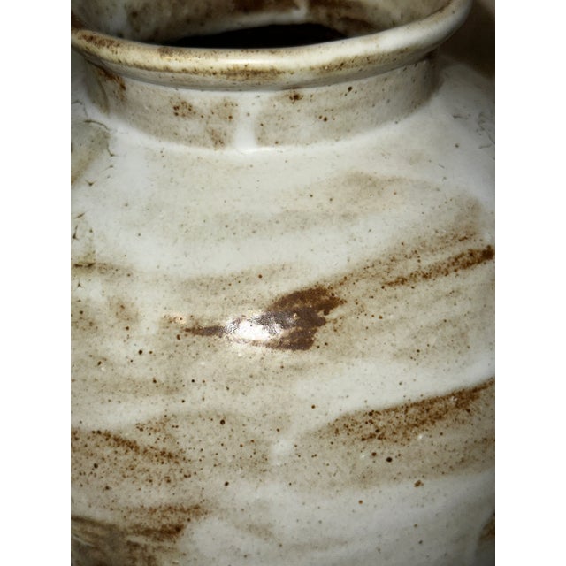 Artisan White & Brown Porcelain Vase For Sale - Image 9 of 10