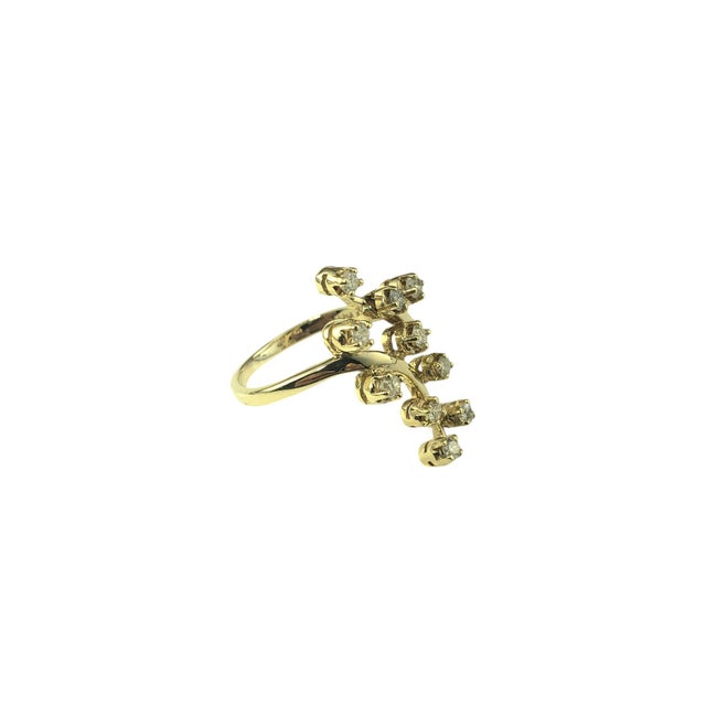 Late 20th Century 14 Karat Yellow Gold and Diamond Cocktail Ring, Size 7.5 For Sale - Image 4 of 7