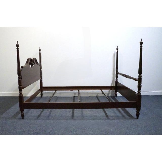 Ethan Allen Georgian Court Collection Solid Cherry Traditional Style Queen Size Four Poster Bed 11-5654 For Sale In Kansas City - Image 6 of 9