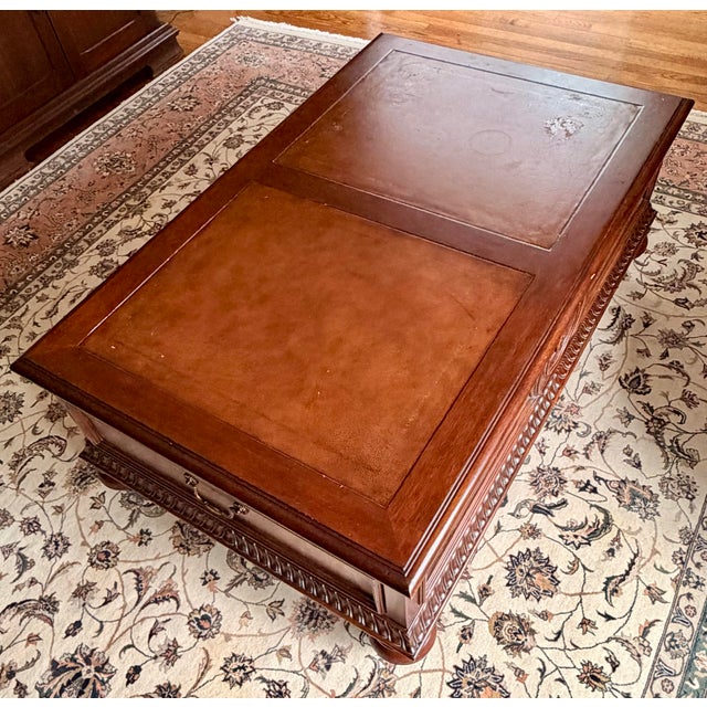 1990s Vintage Ethan Allen Townhouse Collection Morley Mahogany & Burl Coffee Table For Sale - Image 5 of 9