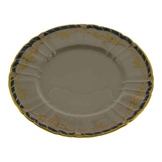 1980’s Vintage/New Old Stock KPM Collector's Dinner Plate Gold Decoration, Blue Border and Gold Rim For Sale