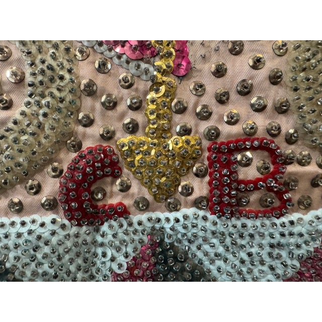 Textile 1980s Clotaire Bazile Haitian Vodou Drapo Large Sequined Beaded Flag Textile Wall Hanging For Sale - Image 7 of 16