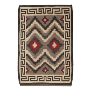 Vintage Navajo Carpet, Oriental Rug, Handmade Wool Rug, Red, Black, Ivory, Bold