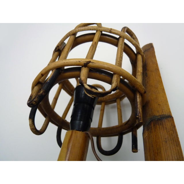 Rattan Bamboo Lantern Wall Lights, 1960s, Set of 2 For Sale - Image 6 of 10