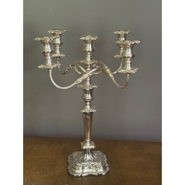 Mid 20th century , vintage Four-arm candelabra silver plate on copper ,This is a vintage silver-plated item manufactured...