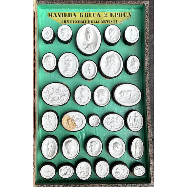 Beautifully preserved Grand Tour book-form box housing a collection of fifty-one classical Intaglio Medallions by Giovanni...