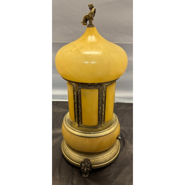 Vintage Italian Onyx & Reuge Music Box Carousel Cigarette Lipstick Holder MCM For Sale - Image 12 of 12