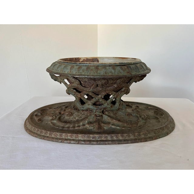 Antique Ornate Cast Iron Planter Urn For Sale - Image 13 of 13