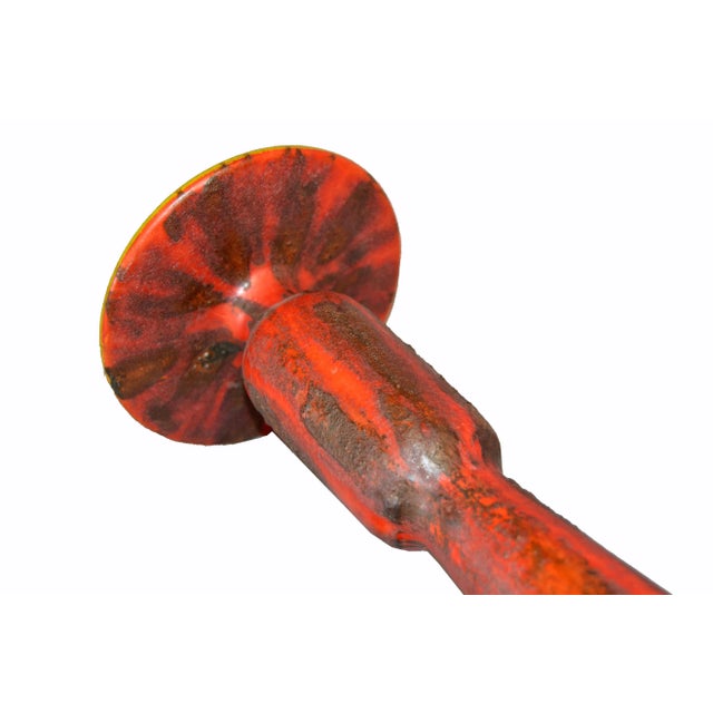 Mid-Century Modern Tall Raymor Yellow Red Ceramic Vase Italy For Sale In Miami - Image 6 of 12