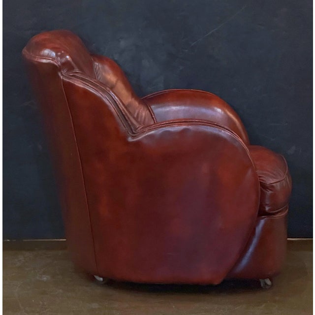 French Leather Club or Lounge Chair From the Art Deco Era For Sale In Austin - Image 6 of 10
