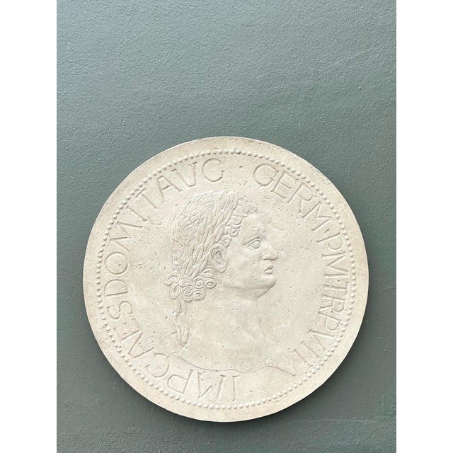 Vintage Roman Emperor Plaster Medallion For Sale - Image 9 of 15
