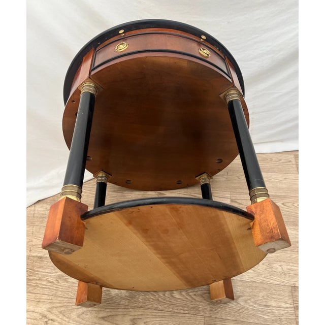 Round Table With Drawer Note Pull Bottom Shelf Empire Style Century Furniture For Sale - Image 9 of 9