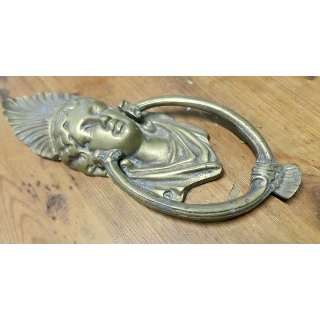 A Victorian Brass Caryatid Door Knocker a Large Victorian Brass Door Knocker, 1890 For Sale - Image 4 of 5