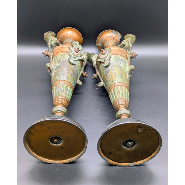 19th Century French Neoclassical Revival Bronze Candelabra Urns For Sale - Image 9 of 11