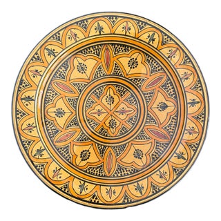 Late 20th Century Large Moroccan Hand Painted Shallow Ceramic Bowl For Sale