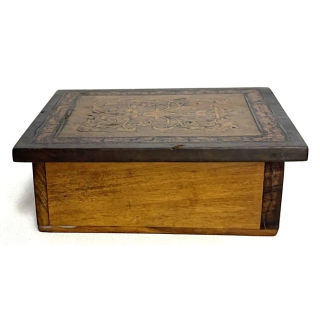 Brown Antique French Louis XVI Style Hinged Wooden Trinket Box For Sale - Image 8 of 12