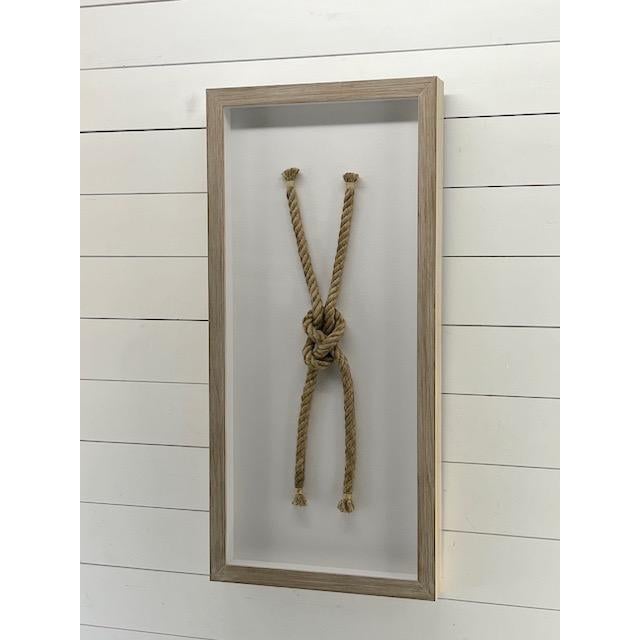 Sailor's "Reef" Knot Framed - Driftwood Color Framed Coastal Wall Decor For Sale - Image 4 of 4