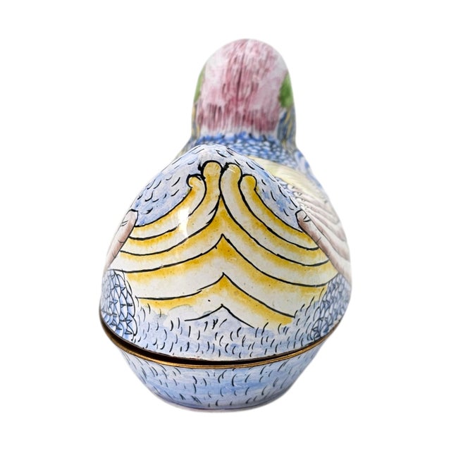Vintage Chinese Cloisonné Enamel Copper Bird Trinket Box, Hand Painted, 5" For Sale - Image 12 of 18
