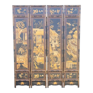 Vintage Asian Decor Chinese Folding Screen