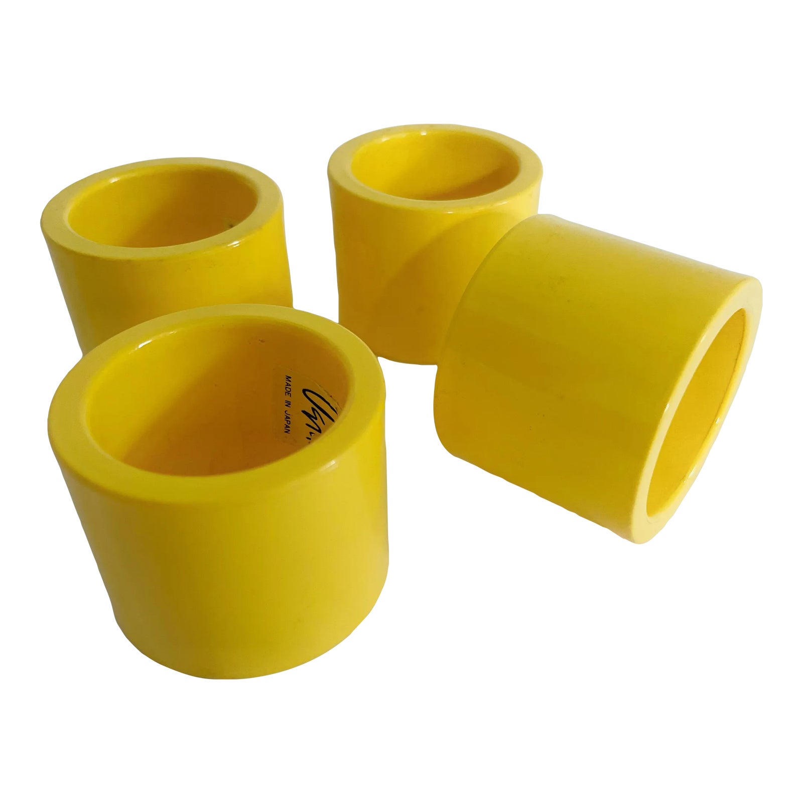 Vintage Vera Neumann Napkin Rings in Yellow- Set of 4 | Chairish