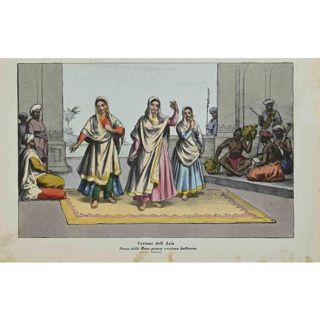 Customs -Ram Genie Dance is a Hand-colored lithograph on paper realized in 1862. Titled on the lower. The artwork belongs...