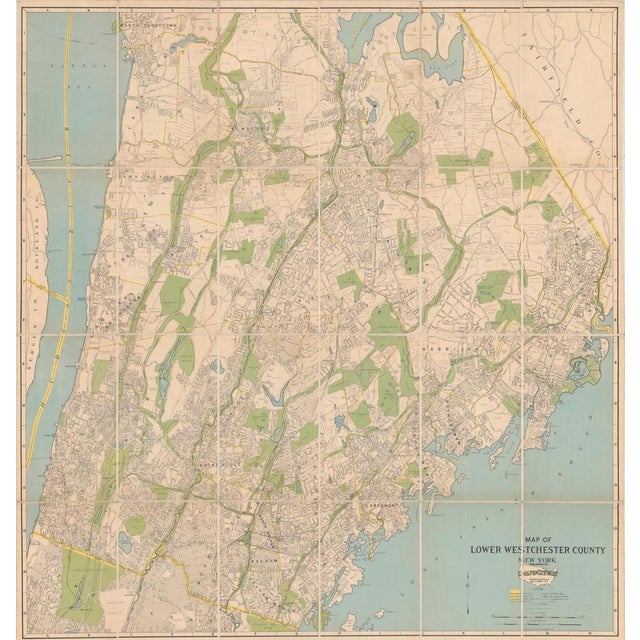 Large Decorative Map of Westchester County New York, 1931 For Sale - Image 3 of 11