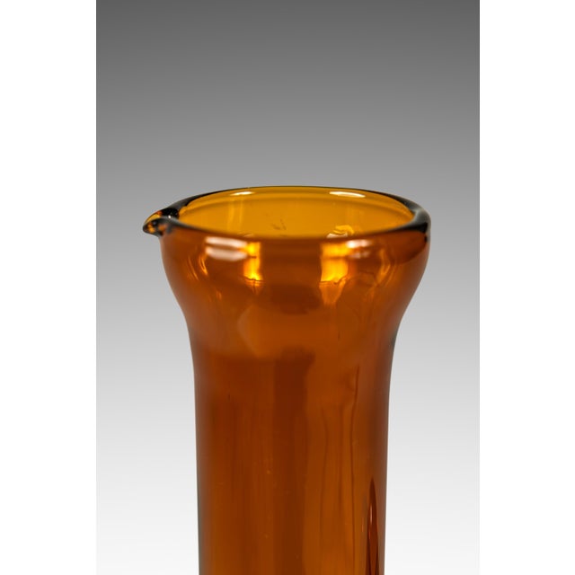 Mid-Century Modern Abstract Studio Craft Amber Blown Glass Pitcher / Bottle / Bud Vase / Vessel, Usa, C. 1970s For Sale - Image 12 of 12