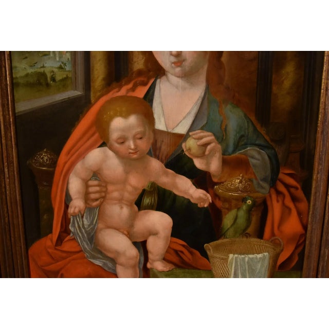 Follower of Maestro Del Pappagallo, Madonna, 1600, Oil on Board, Framed For Sale - Image 13 of 17