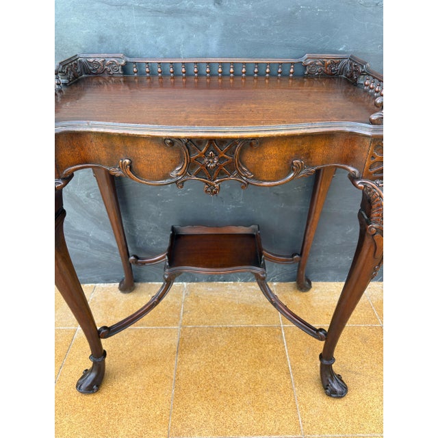 Louis XV Style Carved Wood Side Table with Gallery Top and Cabriole Legs, 1930s For Sale - Image 10 of 12