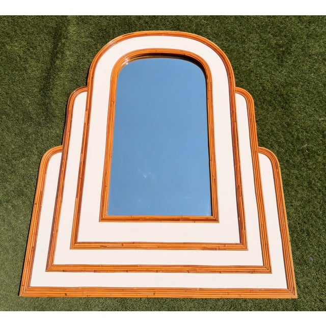 Hollywood Regency Tropical Mirror in Pencil Reed Bamboo attributed to Vivai Del Sud, Italy, 1970s For Sale - Image 4 of 17